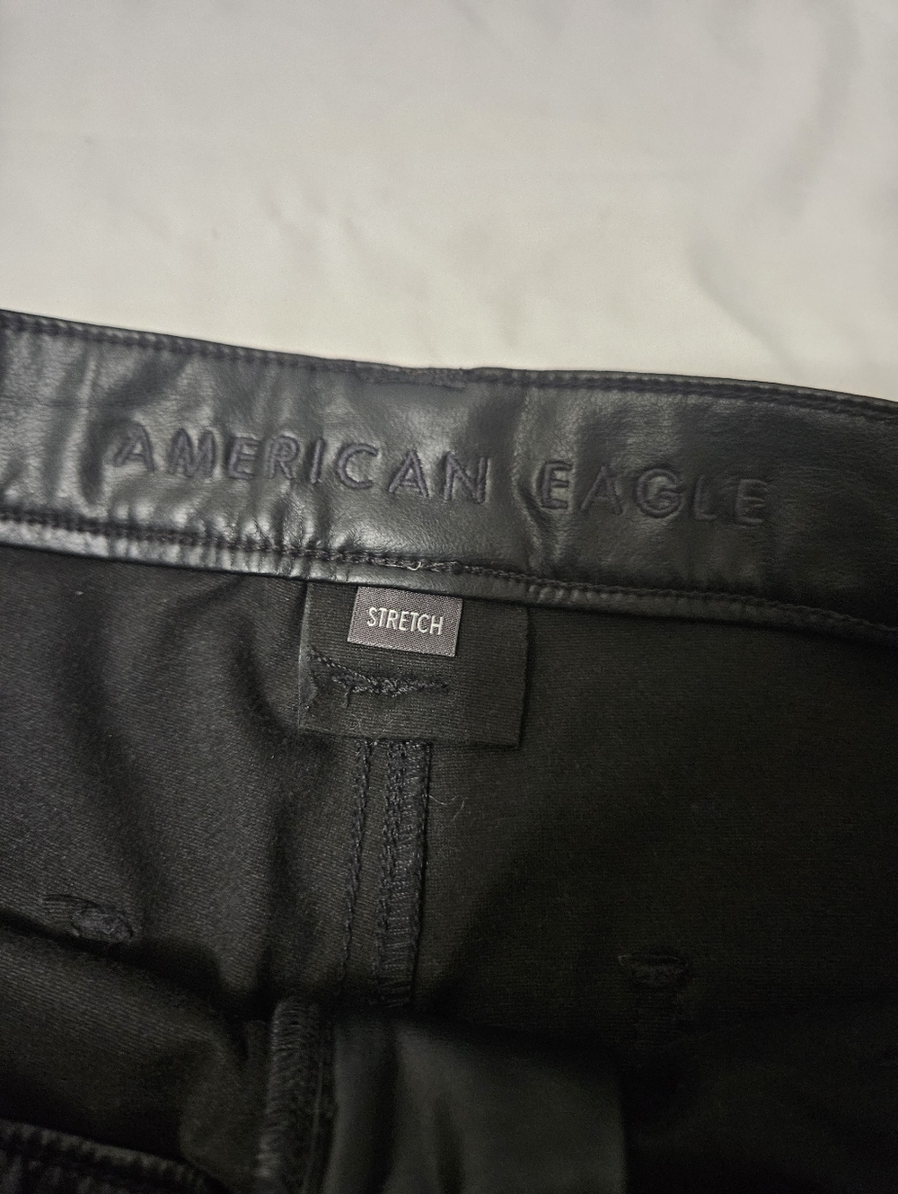 American Eagle PU Cargo Black Pants Biker Grunge GothCore Size 14! - Picture 3 of 8